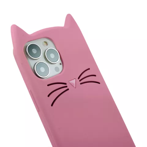 S&uuml;sse Katze Silikon S&uuml;sse Schnurrhaare und eine Katzennase H&uuml;lle f&uuml;r iPhone 12 Pro Max - Pink