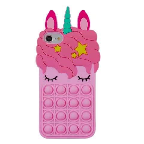 Unicorn Pop Fidget Bubble Silikon Einhorn H&uuml;lle f&uuml;r iPhone 7, 8 und iPhone SE 2020 SE 2022 - Pink