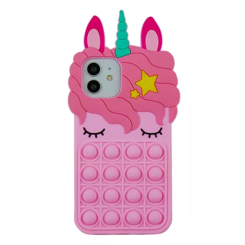 Unicorn Pop Fidget Bubble Silikon Einhorn H&uuml;lle f&uuml;r iPhone 11 - Pink