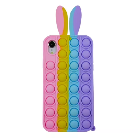 Bunny Pop Fidget Bubble Silikonh&uuml;lle f&uuml;r iPhone XR - Pink, Gelb, Blau &amp; Lila