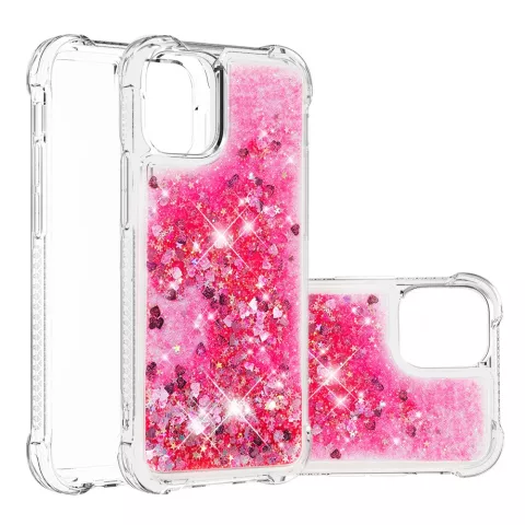 Glitzer TPU H&uuml;lle f&uuml;r iPhone 13 mini - transparent und pink