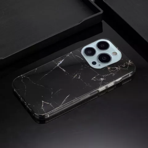 Marble TPU Marble Stone H&uuml;lle f&uuml;r iPhone 13 Pro Max - Schwarz