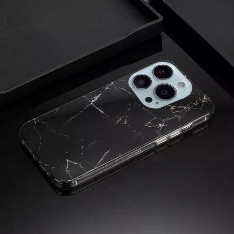 Marble TPU Marble Stone H&uuml;lle f&uuml;r iPhone 13 Pro - Schwarz