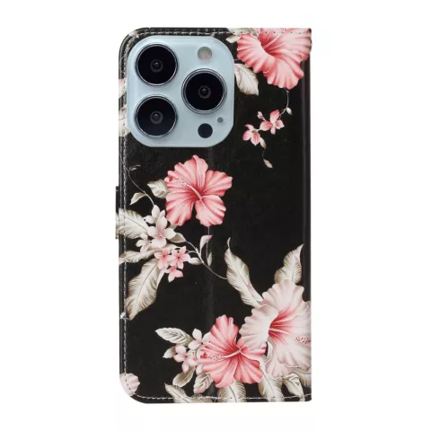 Wallet Bookcase Kunstleder Floral Case f&uuml;r iPhone 13 Pro - Schwarz