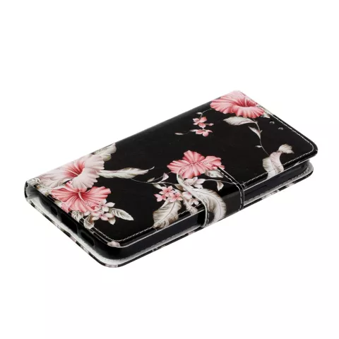 Wallet Bookcase Kunstleder Floral Case f&uuml;r iPhone 13 Pro - Schwarz