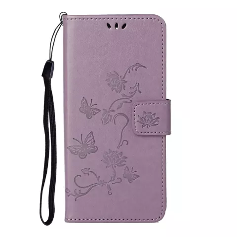 Wallet Bookcase Kunstleder Floral Case f&uuml;r iPhone 13 Pro - Lila