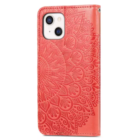 Wallet B&uuml;cherregal Kunstleder Mandala H&uuml;lle f&uuml;r iPhone 13 Mini - Rot