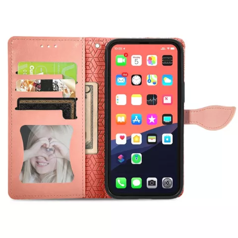 Wallet B&uuml;cherregal Kunstleder Mandala H&uuml;lle f&uuml;r iPhone 13 Mini - Rot