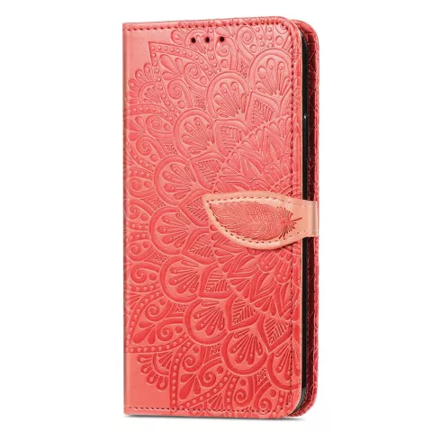 Wallet B&uuml;cherregal Kunstleder Mandala H&uuml;lle f&uuml;r iPhone 13 - Rot