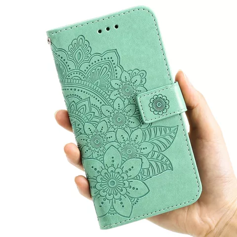 Wallet B&uuml;cherregal Kunstleder Mandala H&uuml;lle f&uuml;r iPhone 13 Pro Max - Gr&uuml;n