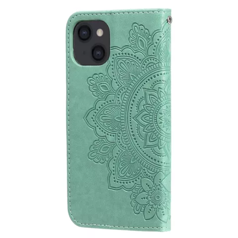 Wallet B&uuml;cherregal Kunstleder Mandala H&uuml;lle f&uuml;r iPhone 13 - Gr&uuml;n