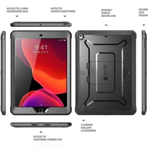 Supcase Unicorn Beetle H&uuml;lle Kompatibel mit iPad 10.2 (2019 2020 2021) - Schwarz