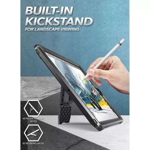 Supcase Unicorn Beetle H&uuml;lle Kompatibel mit iPad 10.2 (2019 2020 2021) - Schwarz