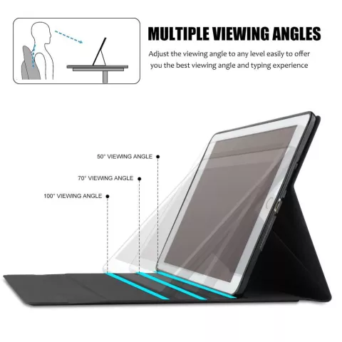 Just in Case Premium Bluetooth Tastatur QWERTY Kunstlederh&uuml;lle Kompatibel mit iPad 9.7 (2017 2018) - Schwarz