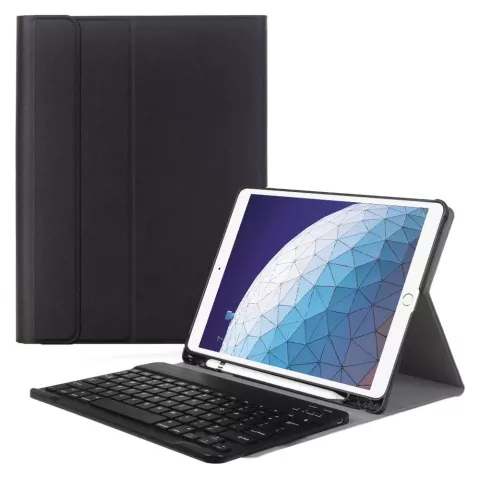 Just in Case Premium Bluetooth Tastatur QWERTY Kunstleder H&uuml;lle F&uuml;r iPad Air 3 10.5 (2019) - Schwarz