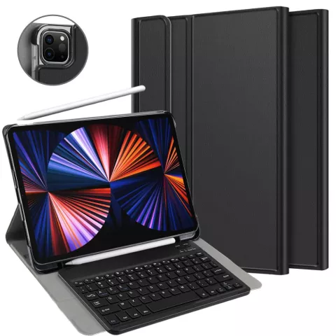 Just in Case Slimline Bluetooth Tastatur AZERTY Kunstlederh&uuml;lle f&uuml;r iPad Pro 12.9 (2021 2022) - Schwarz