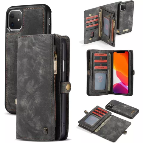 Caseme Retro Wallet Spaltlederh&uuml;lle f&uuml;r iPhone 11 - schwarz