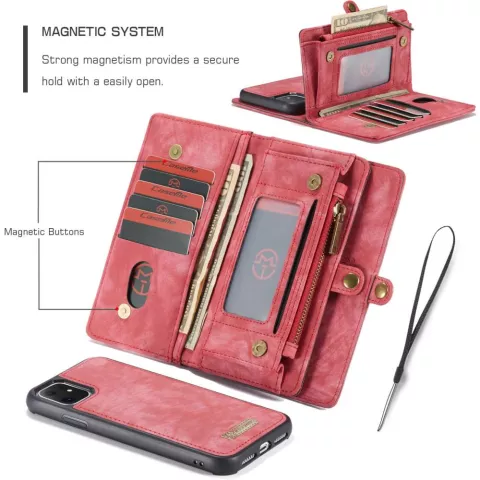 Caseme Retro Wallet Spaltlederh&uuml;lle Kompatibel mit iPhone 11 - rot