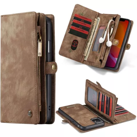 Caseme Retro Wallet Spaltlederh&uuml;lle f&uuml;r iPhone 11 - braun