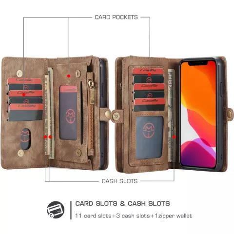 Caseme Retro Wallet Spaltlederh&uuml;lle f&uuml;r iPhone 11 - braun