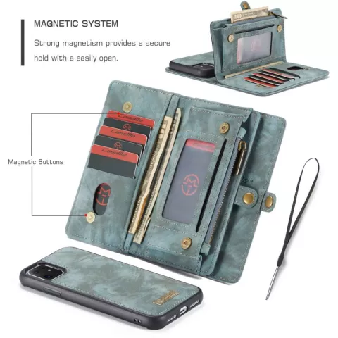 Caseme Retro Wallet Spaltlederh&uuml;lle f&uuml;r iPhone 11 - blau