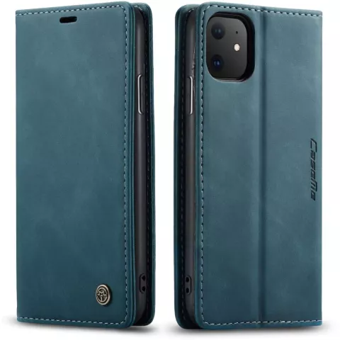 Caseme Slim Retro Wallet Kunstlederh&uuml;lle Kompatibel mit iPhone 11 - Blau