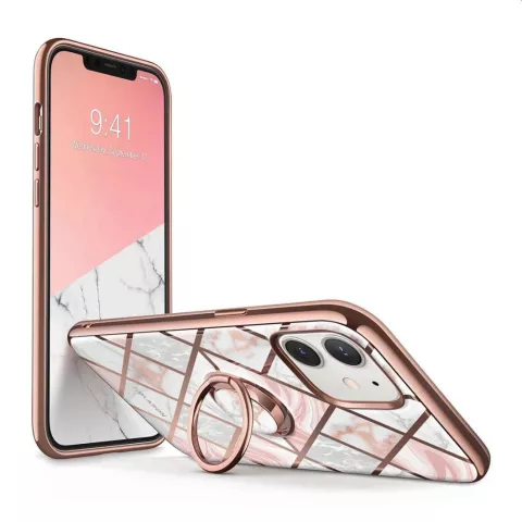 Supcase Cosmo PC- und TPU-Marmorh&uuml;lle Kompatibel mit iPhone 12 mini - Pink