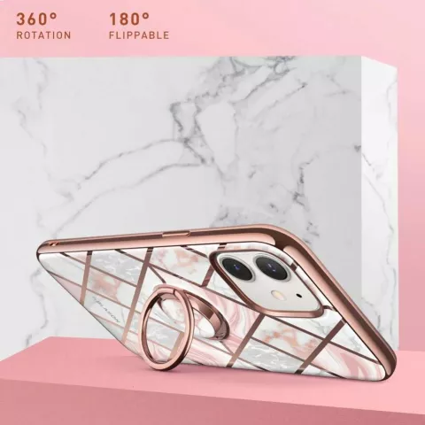 Supcase Cosmo PC- und TPU-Marmorh&uuml;lle Kompatibel mit iPhone 12 mini - Pink
