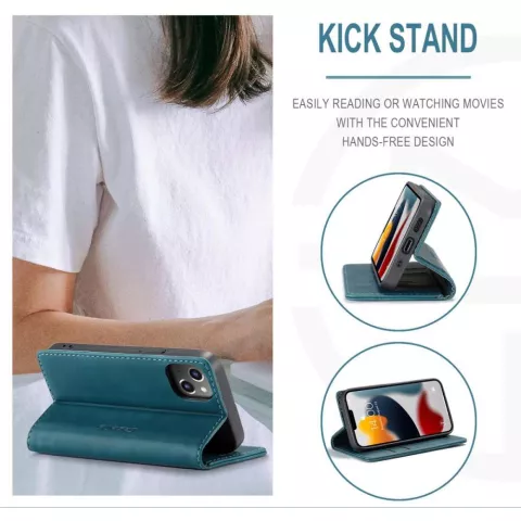 Caseme Slim Retro Wallet Kunstlederh&uuml;lle Kompatibel mit iPhone 13 - Blau