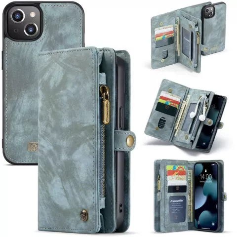 Caseme Retro Wallet Spaltlederh&uuml;lle f&uuml;r iPhone 13 - blau