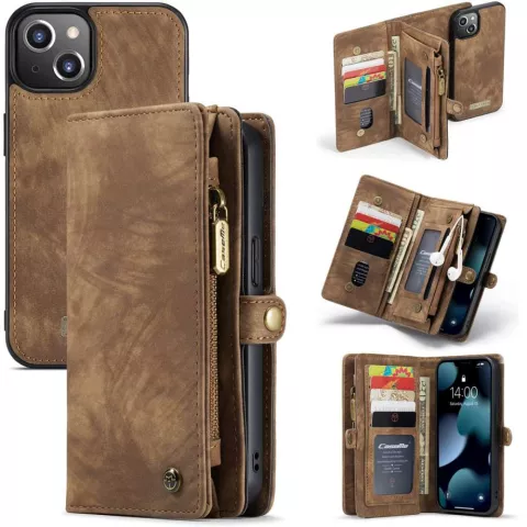 Caseme Retro Wallet Spaltlederh&uuml;lle f&uuml;r iPhone 13 - braun