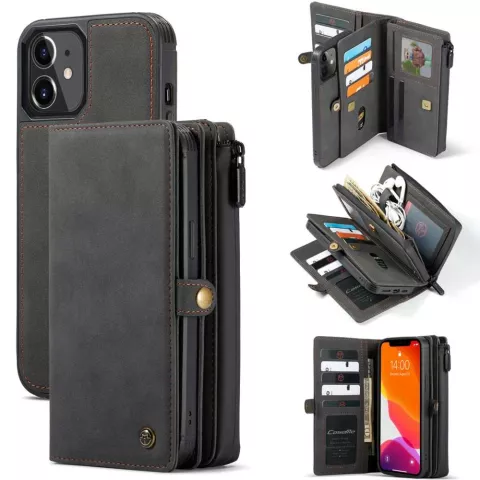 Caseme Luxe XL Wallet Spaltlederh&uuml;lle Kompatibel mit iPhone 13 - Schwarz