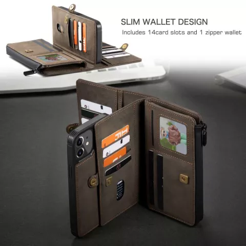 Caseme Luxe XL Wallet Spaltlederh&uuml;lle f&uuml;r iPhone 13 - braun