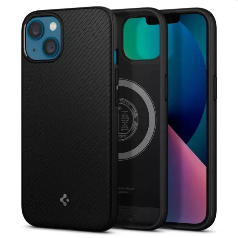 Spigen Armor Magnetic Ring TPU mit Air Cushion H&uuml;lle Kompatibel mit iPhone 13 - Schwarz