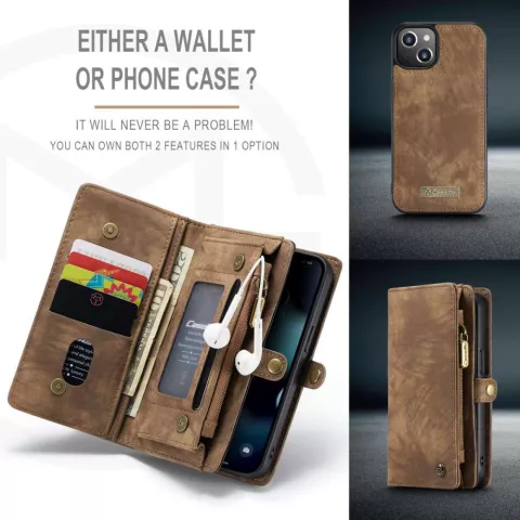 Caseme Retro Wallet Spaltlederh&uuml;lle f&uuml;r iPhone 13 mini - braun