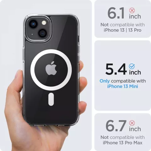 Spigen Ultra Hybrid Magnetic Ring TPU mit Air Cushion H&uuml;lle Kompatibel mit iPhone 13 mini - transparent
