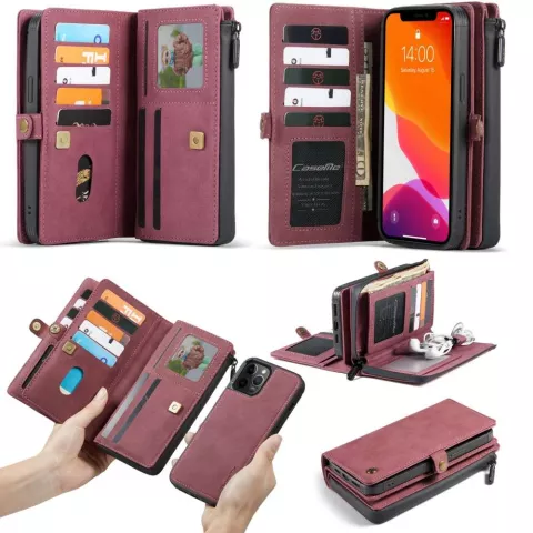 Caseme Luxe XL Wallet Spaltlederh&uuml;lle Kompatibel mit iPhone 13 Pro - rot