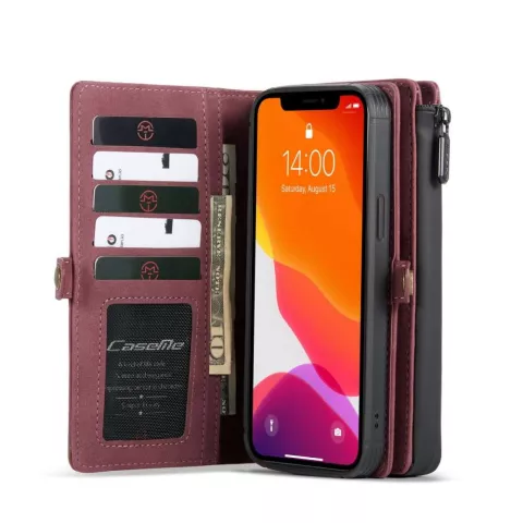 Caseme Luxe XL Wallet Spaltlederh&uuml;lle Kompatibel mit iPhone 13 Pro - rot