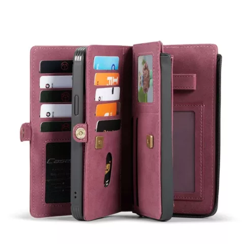 Caseme Luxe XL Wallet Spaltlederh&uuml;lle Kompatibel mit iPhone 13 Pro - rot