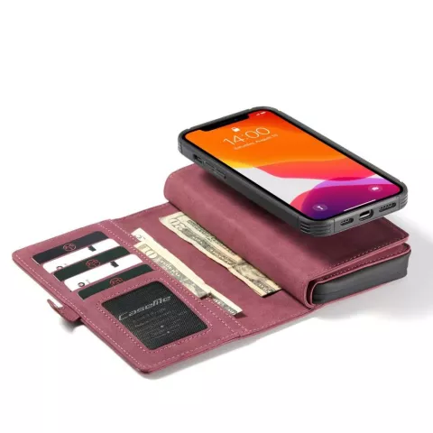 Caseme Luxe XL Wallet Spaltlederh&uuml;lle Kompatibel mit iPhone 13 Pro - rot