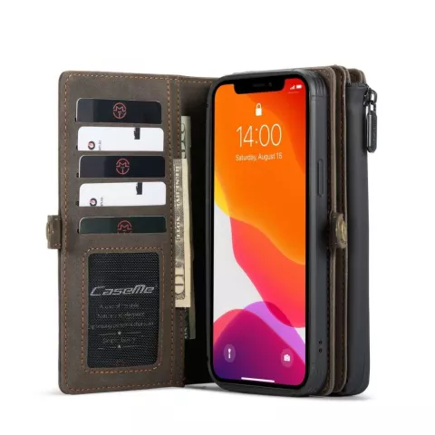 Caseme Luxe XL Wallet Spaltlederh&uuml;lle Kompatibel mit iPhone 13 Pro - braun