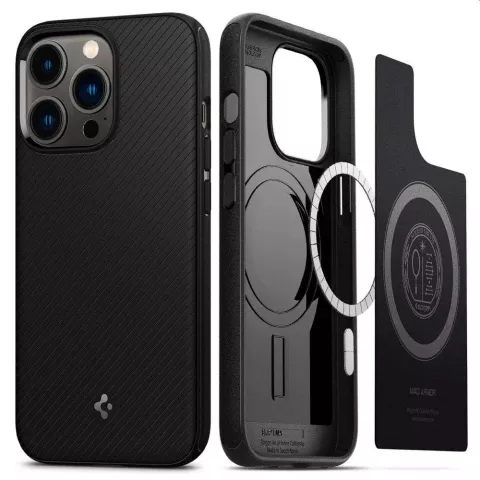 Spigen Armor Magnetic Ring TPU mit Air Cushion H&uuml;lle Kompatibel mit iPhone 13 Pro Max - Schwarz
