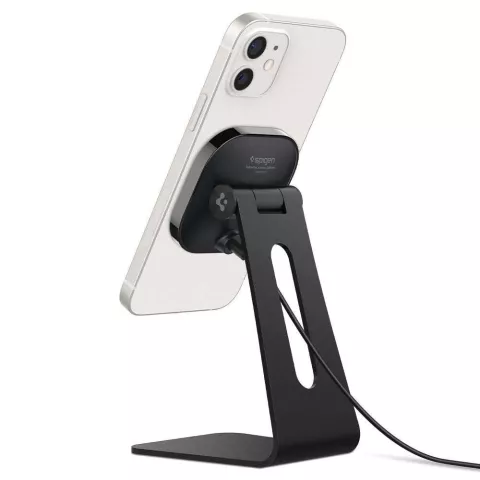 Spigen iPhone Magnetisch Qi Stand OneTap Desk Stand mit Kabel 7,5 Watt (Schwarz)