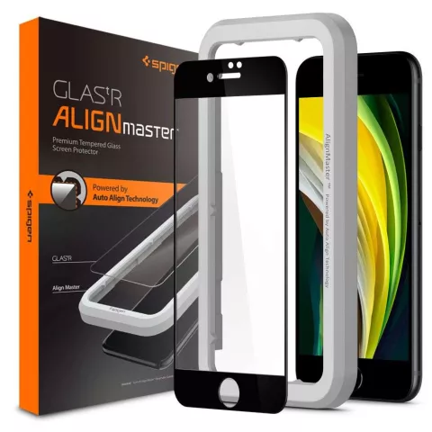 Spigen AlignMaster Full Cover Glass + Frame Displayschutzfolie Kompatibel mit iPhone 7, 8 und SE 2020 SE 2022