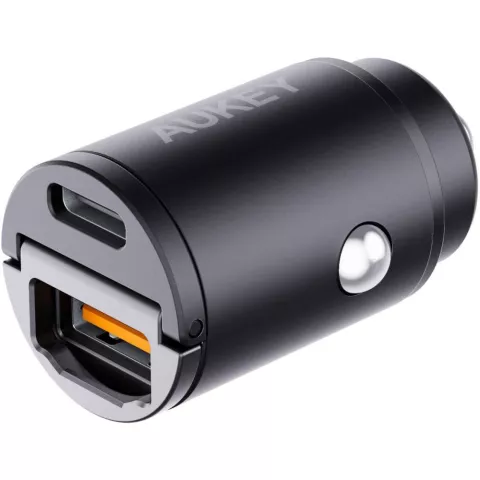 Aukey Autoladeger&auml;t Mini-Autoadapter USB-A und USB-C PD 2.0 QC 3.0 - Schwarz