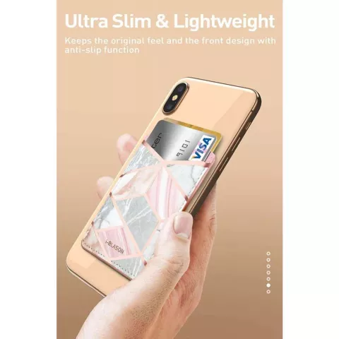 Supcase Cosmo Kartenhalter selbstklebender Kartenhalter Smartphone 2er-Pack - Pink Marble