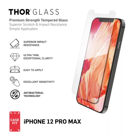 THOR DT Glass CF 2D Anti Bac Displayschutz f&uuml;r iPhone 12 Pro Max - Transparent