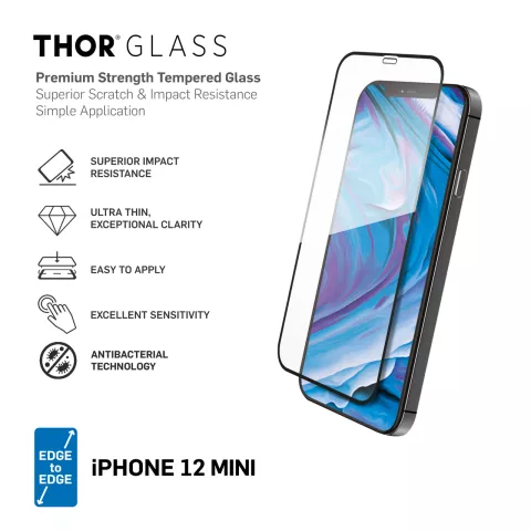 THOR DT Glass E2E Anti Bac Displayschutz f&uuml;r iPhone 12 mini - Transparent