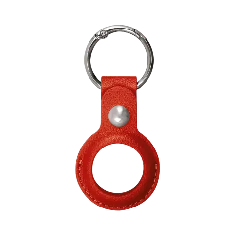 Xqisit Faux Leather Keyring Kunstlederh&uuml;lle Kompatibel mit Apple AirTag - Rot
