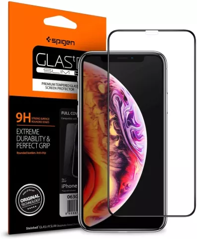 Spigen Glass FC HD Displayschutzfolie f&uuml;r iPhone X XS und 11 Pro - Schwarz